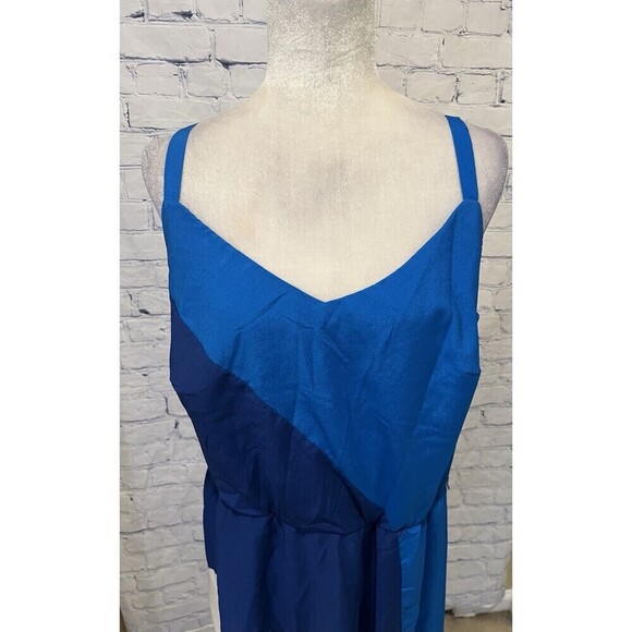 Lane Bryant Blue And White Color Block Sleevless Maxi Dress Size 18 - Picture 2 of 7